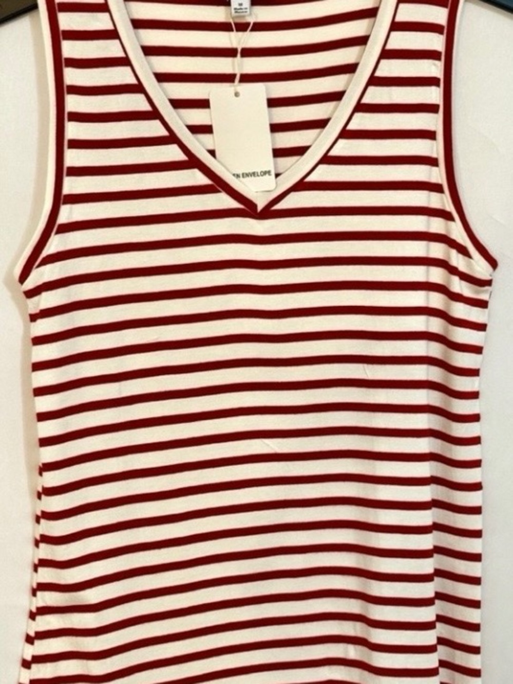 Green Envelope Red and White Striped Tank Top